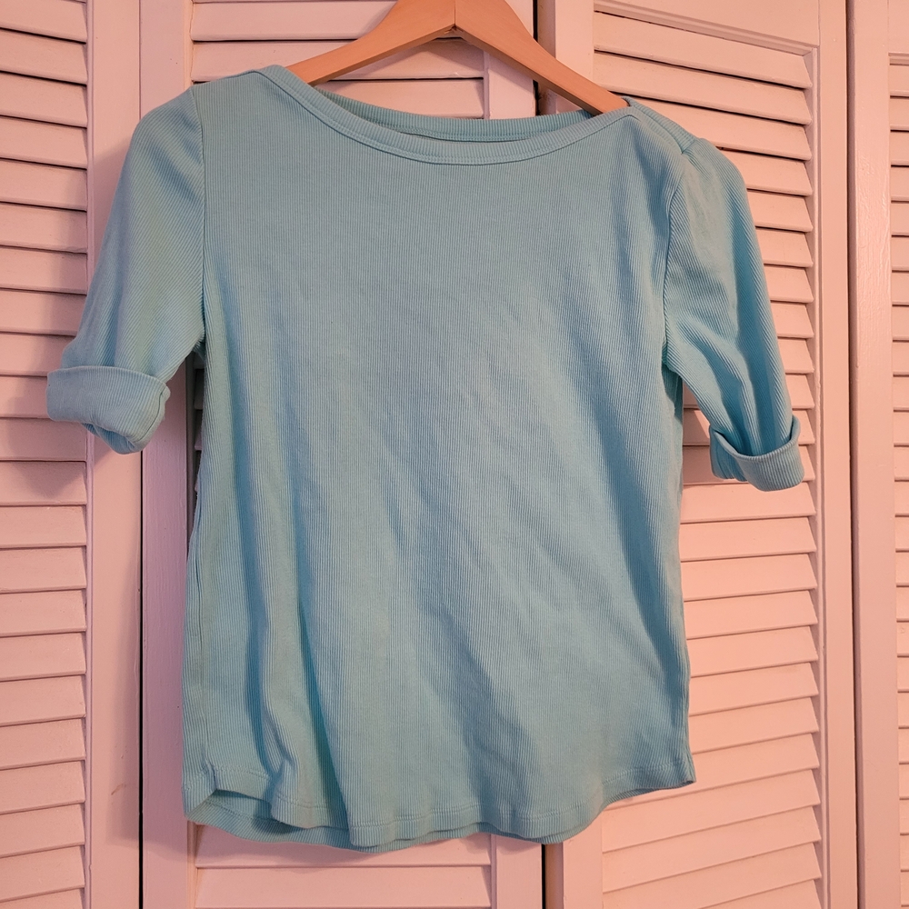 Talbots Light Blue Short Sleeve Tee Size Petite M